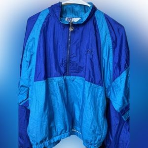 Beautiful two toned blue ASICS jacket with drawstring